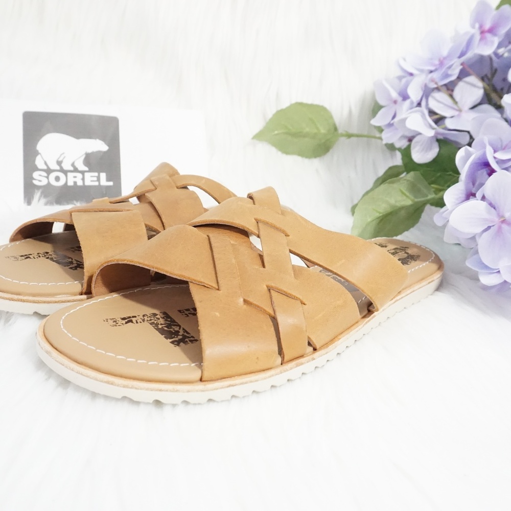 🆕SOREL Platform Slip On Slide Sandal Camel Brown - Picture 3 of 8